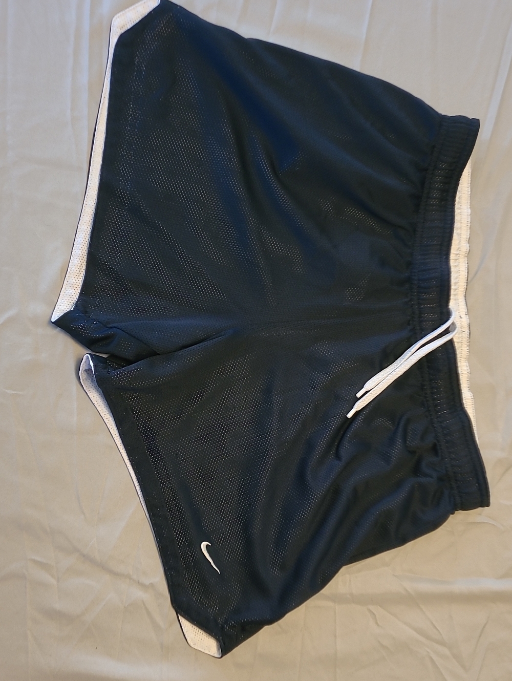 Nike Black Mesh Athletic Shorts with White Accents